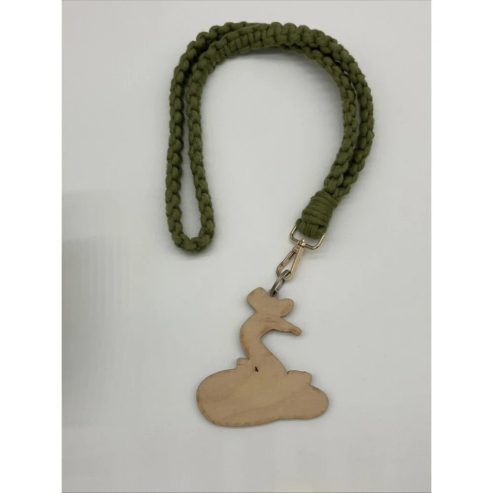 Handmade‎ Green Macrame Lanyard Keychain Fancy Snek Snake Kitschy Cool